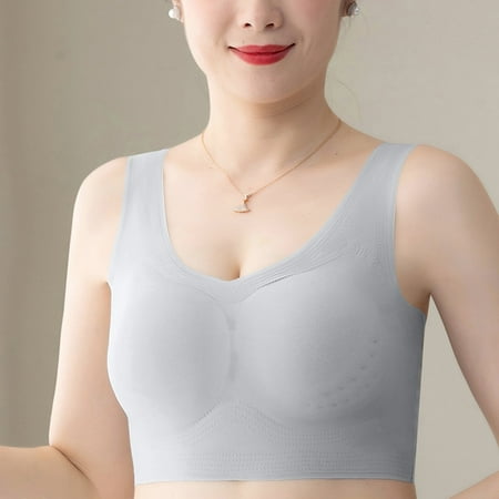 Juslio Minimizer Bras for Women Athletic Wirefree Breathable Solid Vest Breasted Bra
