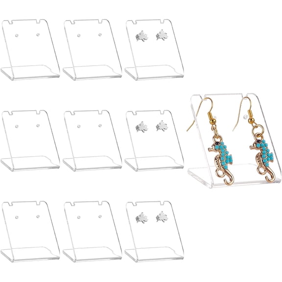 PH 10pcs Mini Earring Holder Clear Acrylic Ear Stud Holder L-Shape Jewelry Earring Displays Mini Earring Hangers Stands Display for Women Dangle Hoop Earring Showing 1.8 x 1.4 inch for DIY