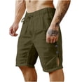thumbnail image 2 of Mens Shorts Casual Drawstring Elastic Waist Knee Length Shorts Summer Beach Wear Side Button Cutout Shorts, 2 of 9