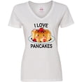 thumbnail image 3 of Inktastic I Love Pancakes with Cute Stack of Pancakes Women's V-Neck T-Shirt, 3 of 5
