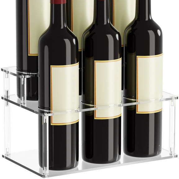 RONGLAIJIN Coffee Syrup Organizer, Acrylic Syrup Rack, Transparent Coffee Syrup Holder Wine Rack Bottle Holder Stand for Kitchen, Coffee Bar (6 Bottle Capacity)