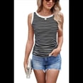 thumbnail image 3 of Camisetas Sin Mangas Acanaladas para Mujer, Camisetas Informales Ajustadas con Cuello Redondo de Verano 2025. Negro L, 3 of 9