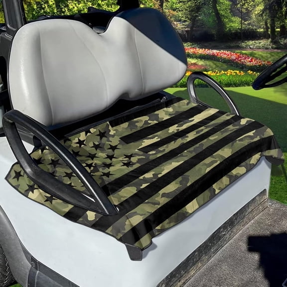Retro Camfoulage American Flag Golf Cart Seat Covers, Universal Fit for EZGO, Club Car, Yamaha 52"x32", 2 Passenger Golf Cart Seat Protector, Durable Washable
