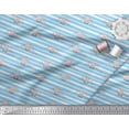 thumbnail image 2 of Soimoi Blue Georgette Viscose Fabric Heart & Teddy Face Stripe Print Fabric by the Yard 42 Inch Wide, 2 of 3