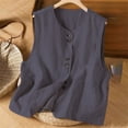 thumbnail image 6 of Duoif Womens Tank Tops Button down Linen Vest, Lightweight Summer Outerwear Shirts for Women Grey XL, 6 of 6