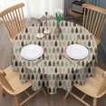 thumbnail image 3 of Beige Bigfoot and Pine Tree Pattern Round Tablecloth 60"x60",Wrinkle Wipeable Table Cloth for Kitchen Dining Room Picnic Patio Party, 3 of 6