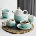 thumbnail image 4 of Sweejar Porcelain Tea Sets,8 oz Cups and Saucer Teaspoon Set of 4, with Teapot and Tea Strainer for Tea/Coffee,Blue, 4 of 6