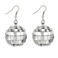 thumbnail image 5 of Shiny Disco Ball Dangle Earring Jewelry Retro Round Drop Silver Earring/ I7D0, 5 of 9