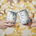 thumbnail image 2 of 12oz Stemless Wine Tumblers Blue Christmas Snowflake Pattern Vacuum Insulated Stainless Steel Travel Tumbler Cups Mug with Lid and Straw for Champaign,Cocktail,Beer with Cleaning Brush, 2 of 5