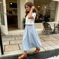 thumbnail image 4 of Floleo Girls’ Elastic High-Waist Bubble Hem Midi Skirt Kids Casual A-Line Flowy Skirt Breathable Solid Color Skirt with Side Pockets Versatile Skirt for Daily Wear School(Blue,12 Years), 4 of 9