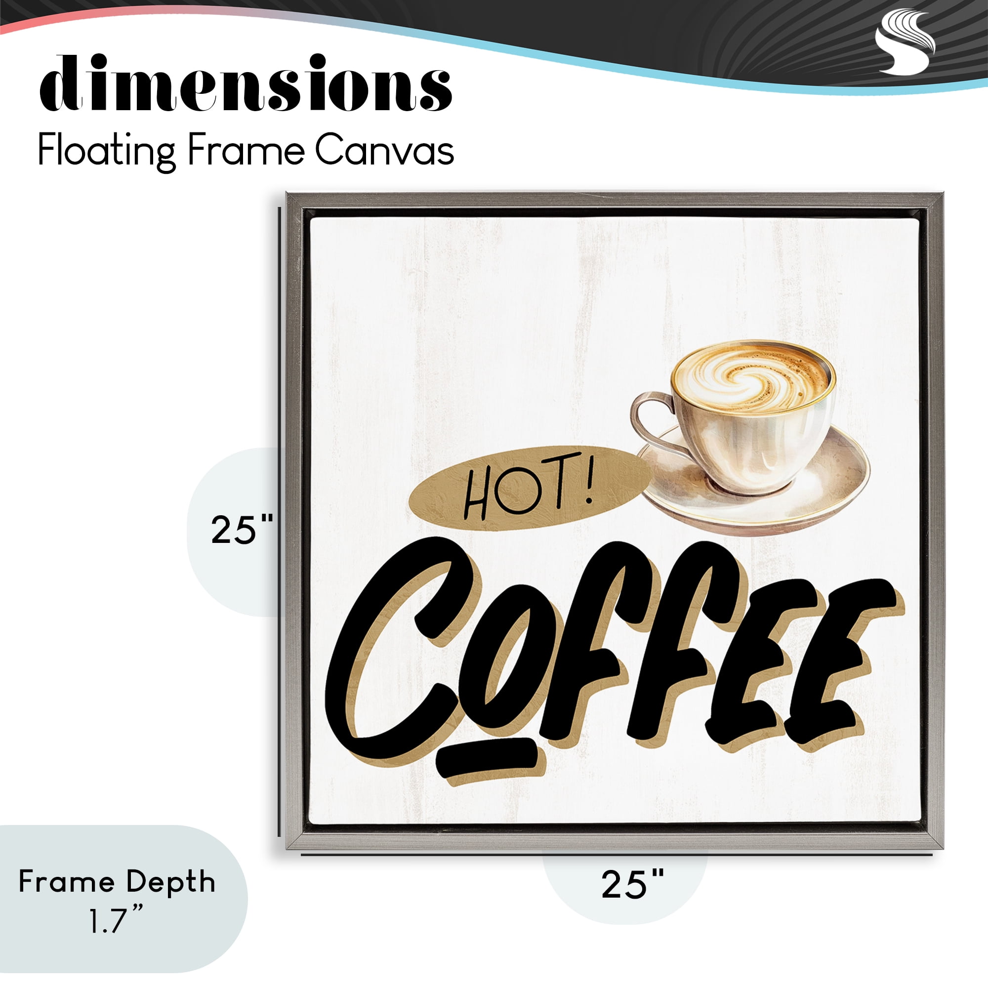 Stupell Industries Retro Fresh Hot Coffee Gray Framed Floater Canvas Wall Art, design by Kim Allen