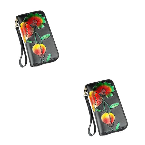 Minnieouse Monedero de cuero para mujer, Clip para fotos, bolsillo para tarjetas, carpeta para pasaporte, billetera, Notecase, regalo de Doble color tipo 1 2piezas