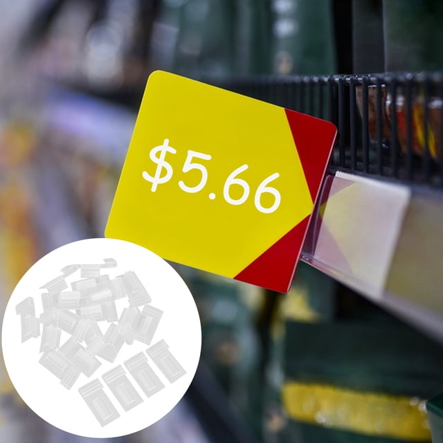 UPOUART 20Ud Soportes Clip Para Etiquetas Transparentes De Exhibición En Retail Y Supermercado