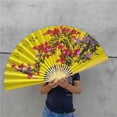 thumbnail image 5 of Large Silk Folding Wall Fan for Living Room, Asian Decorative Art, 44in Ornament, 1 Pack, 5 of 9