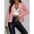 thumbnail image 6 of Women'S Stand Up Collar Cardigan Trendy Sparkly Long Sleeve Cropped Casual Sequin Jacket Pink XXL, 6 of 9