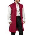 thumbnail image 3 of Atkumj Medieval Vest for Men Trendy Solid Color Long Waistcoat Vintage Stand Collar Front Patch Pockets Button Down Sleeveless Vest, 3 of 10