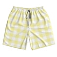 thumbnail image 4 of Bixox Men's Lemon Yellow Checkboard printing Casual Classic Fit Short Summer Beach Shorts, 4 of 6