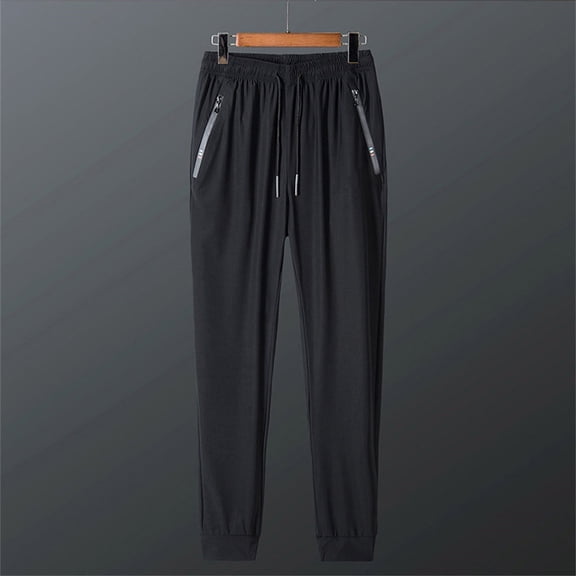 Riforla Men and Women's Lightweight Joggers Pants Dry Running Hiking Pants Athletic Workout Track Pants with Zipper Pockets BK2 XXXL