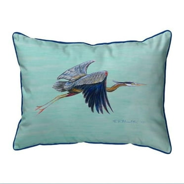 Betsy Drake SN327C 11 x 14 in. Flying Blue Heron Teal Small Indoor & Outdoor Pillow