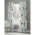 thumbnail image 5 of Teal White Birds Sheer Curtains 108 Inches Long 2 Panels Set, Window Sheer Curtains for Living Room/Bedroom, Vintage Animals Farmhouse Retro Art Light Filtering Rod Pocket Curtain 52''x108''x2, 5 of 8