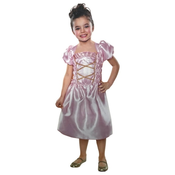 Girls Satiny Pink Princess Dress Halloween Costume Small (4-6)
