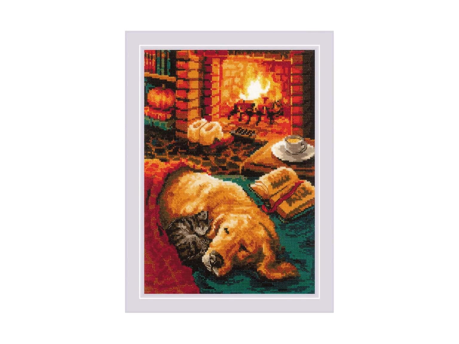RIOLIS Counted Cross Stitch Kit 8.25"X11.75"-By The Fireplace (14 Count)
