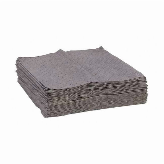Spilltech Sorbent Pad, 45 gal, 30 in x 30 in, Universal, Gray, 50 PK GPKB50H