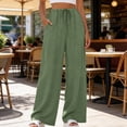 thumbnail image 2 of Nhthy Women's Summer Casual Straight Leg Long Pants, Solid Loose Fit Breathable Full Length Trousers for Everyday Outfits Army Green S, 2 of 9