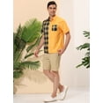 thumbnail image 4 of Lars Amadeus Camisa a cuadros de manga corta con botones de patchwork a cuadros de verano para hombre Amarillo L, 4 of 6