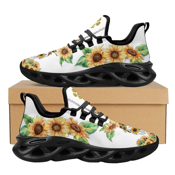 Zapatillas de deporte para mujer, bonitas zapatillas con estampado de calavera y girasol, con amortiguación de aire, calzado de plataforma para hombre