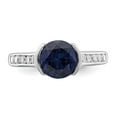 thumbnail image 5 of Sterling Silver Rhodium-plated Synthetic Blue Sapphire and CZ Bezel Ring, 5 of 6