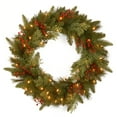 thumbnail image 1 of 24" Feel Real(R) Classical Collection Wreath with 8 Red Berries, 8 Cedar Leaves & 50 Battery Operated Warm White LED Lights w/Timer, 1 of 5