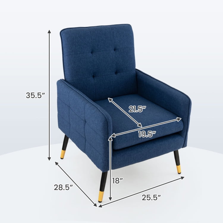 Finihen Accent Chair, Upholstered Accent Armchair, Linen Fabric Accent Chair with Removable Seat Cushion, for Living Room, Bedroom, Reception Room, Blue Finihen Accent Chair, Upholstered Accent Armchair, Linen Fabric Accent Chair with Removable Seat Cushion, for Living Room, Bedroom, Reception Room, Blue