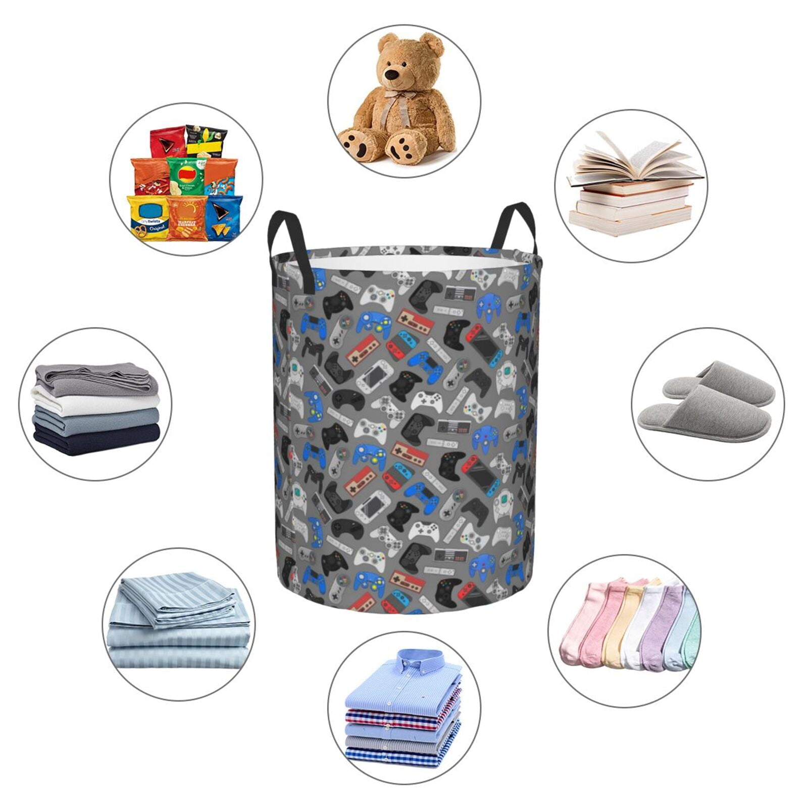 Xecao Video Game Print Laundry Hamper Basket,designed for Blanket Storage and Nursery Clothes in the Bedroom