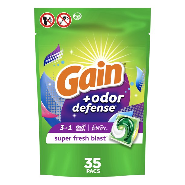 Gain Flings Laundry Detergent Pacs with Odor Defense, 35 Ct, Super