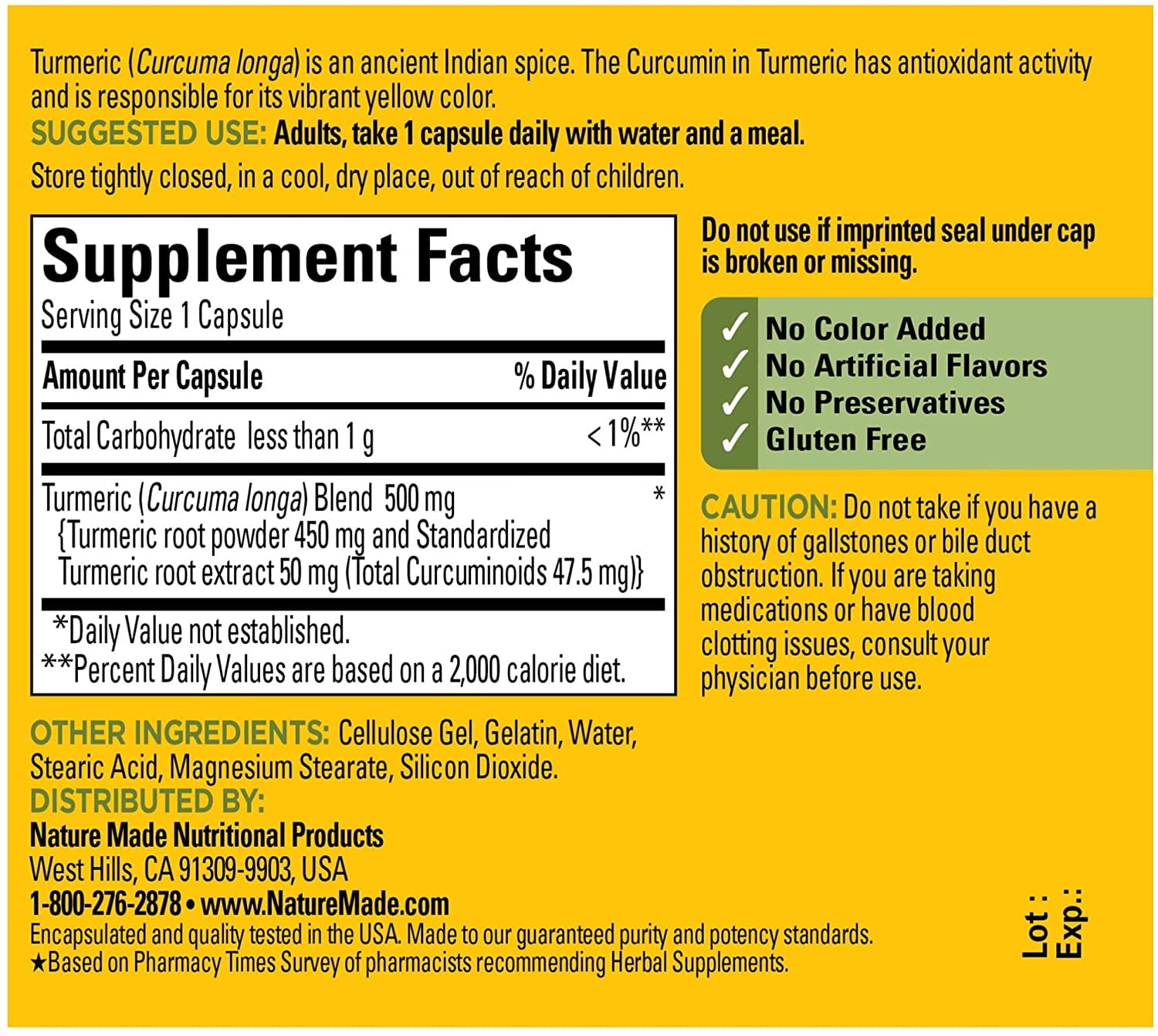 Nature Made Turmeric Curcumin, Provides Antioxidant Benefits, Standardized Extract 60 Capsules-3 Pack