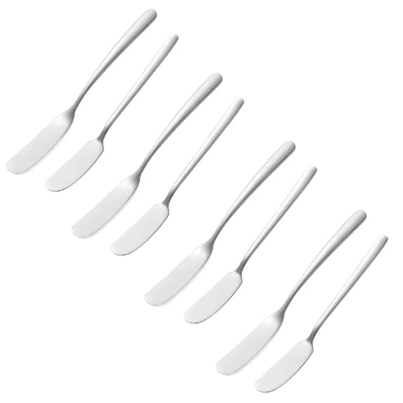 8 Pack Stainless Steel Butter Knife Set, 4 Standard   4 Thickened Spreader Knives, Smooth Edge Butter and Cheese Spreaders for Bread, Kitchen and Dining