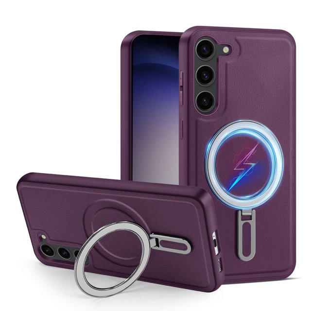 Magnetic Case for Samsung Galaxy S23 Case with Stand,Compatible with MagSafe,Military Grade Drop Protection Shockproof PU Leather Back Protective Case for Samsung Galaxy S23,Brown