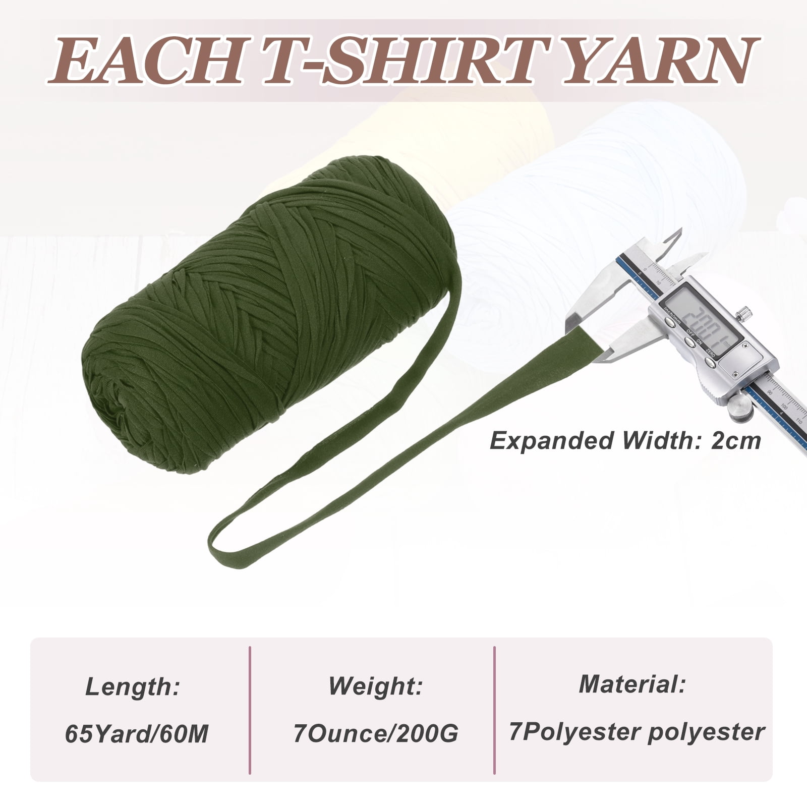 Uxcell T-Shirt Yarn for Crocheting with Hook 2 Pack 130 Yards Yarn Army Green