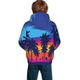 thumbnail image 6 of Kll Unisex Kids Boys Girls Hooded Pocket Pullover Hoodies-Beach With Palm Trees, 6 of 9