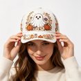 thumbnail image 3 of Women's Baseball Cap 2D Halloween Pumpkin Witch Ghost Embroidered Sun Hat, 3 of 4