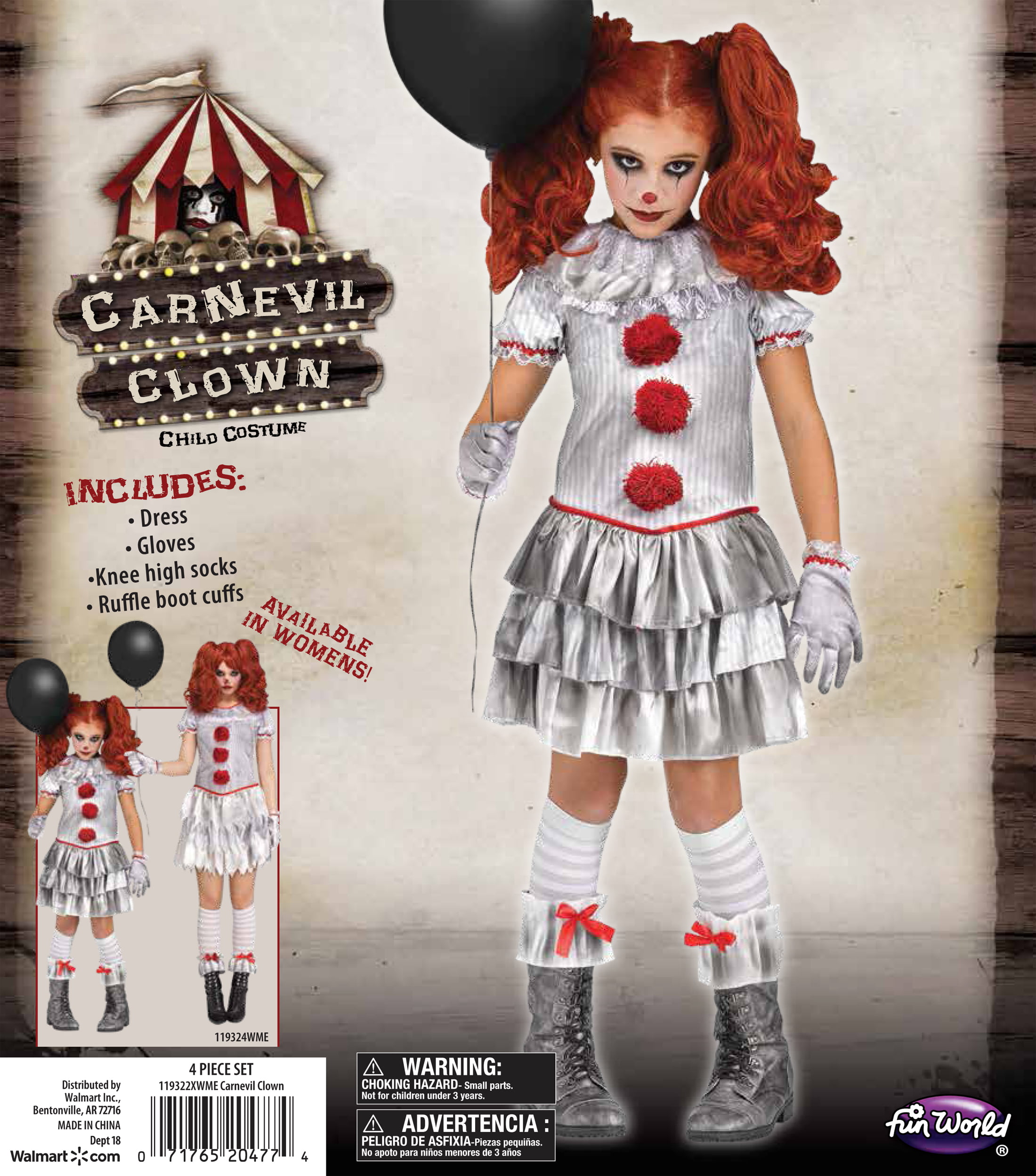 Carnevil Clown Costume for Girls 