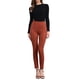 thumbnail image 2 of FALDAS CURVAS Leggings de Ante Sintético para Mujeres, Cintura Alta, Pantalones Ajustados, Talla XS, Marrón Rojo, 2 of 5