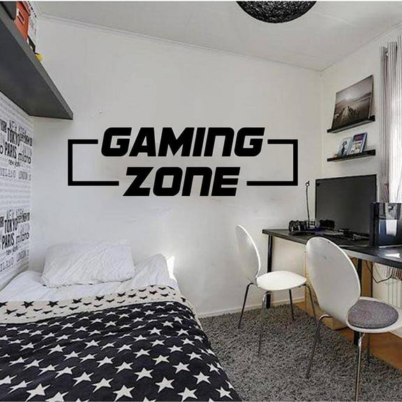 Gaming Zone Gamer Wall Decal Gaming Zone Decals Video Game Wall Sticker Playroom Kids Room Decor Vinyl Art Decals 137x42cm