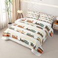thumbnail image 3 of Castle Fairy Minimalist Cartoon Steam Train Bed Spread Queen,Gentle Cloud Railway Queen Coverlet Set for Bedroom,Off White, 3 of 7
