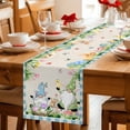thumbnail image 5 of Easter Table Runner - 72 Inch Long Spring Gnomes Bunny Butterfly Duck Floral Plaid Cotton and Linen Blended Dress Scarves Farmhouse Table Runner for Kitchen Dining, Coffee Table, 13" x 72", 5 of 8