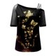 thumbnail image 4 of Gibobby Tirantes Para&nbsp;Camisa Tops estampados a la para mujer, camiseta con hombros descubiertos, camiseta elegante de manga corta con Sexy, blusa holgada（Amarillo， XL), 4 of 5