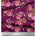 thumbnail image 2 of Soimoi Satin Silk Fabric Leaves,Rose & Peony Floral Print Fabric by The Yard 42 Inch Wide, 2 of 3