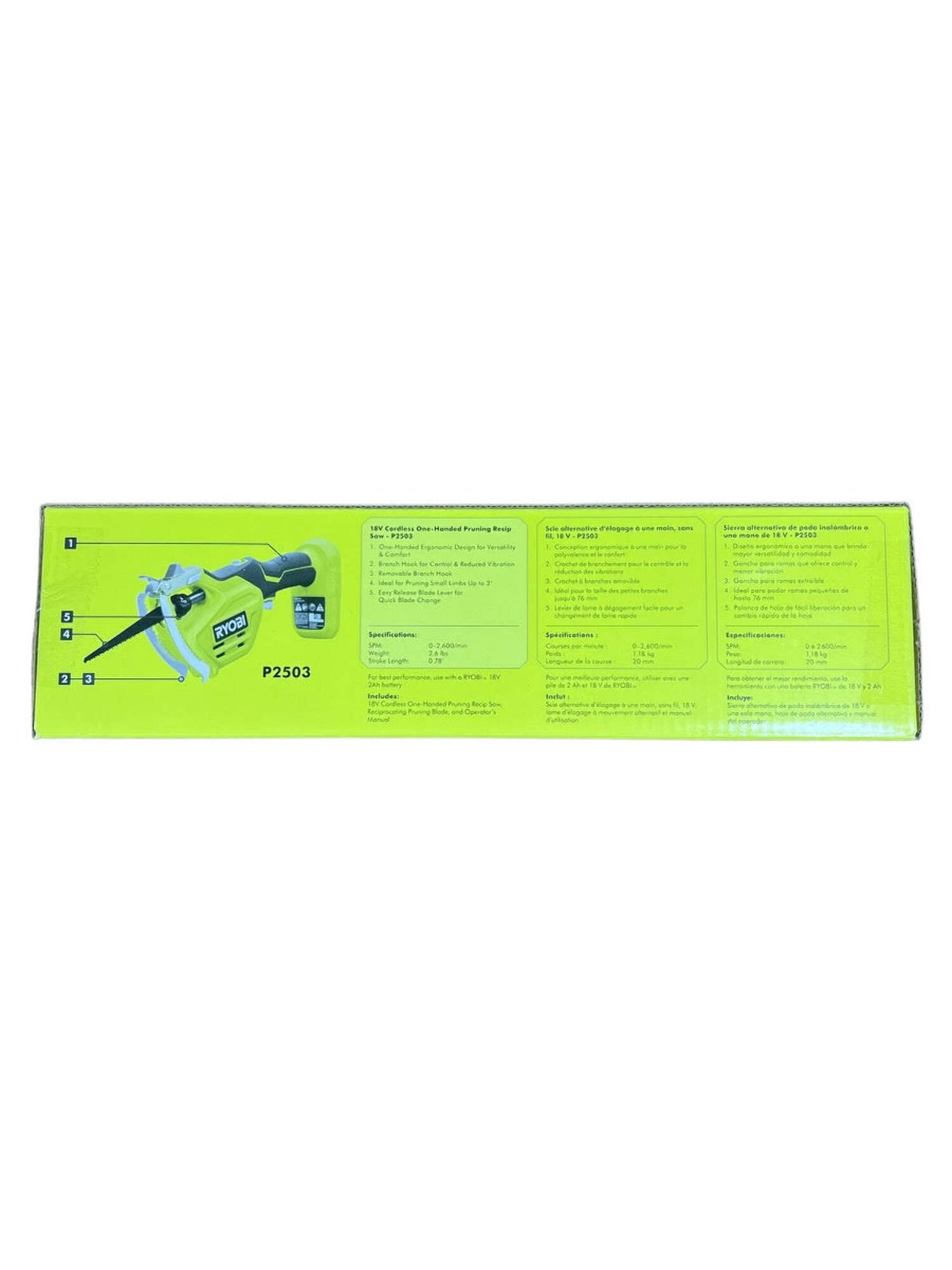 Ryobi ONE+ 18V, Electric Cordless Pruning Reciprocating Saw, 2600SPM