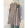 thumbnail image 6 of Womens Sleeveless A-Line Mini Dress In Coffee Brown Contrast Stripes, Round Neck, Zipper Back, Casual Summer Style, 6 of 7